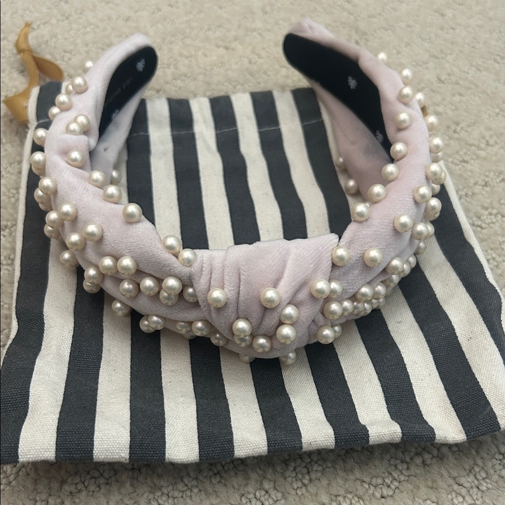 Lele Sadoughi velvet Pearl Embellished Headband
